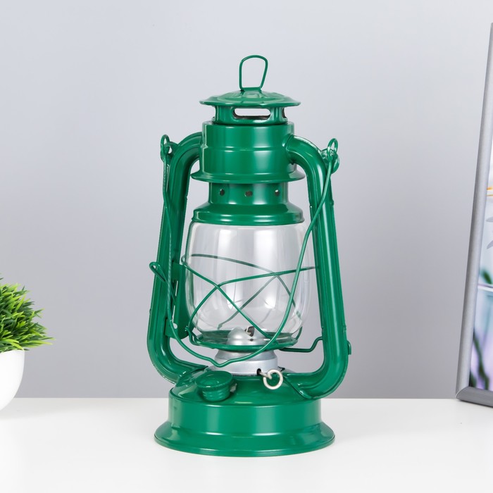 фото Керосиновая лампа декоративная зеленый 14х18х27,5 см risalux
