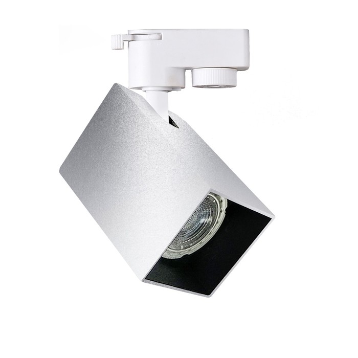 Трековый светильник, 50Вт, GU10, 6x6x16 см, цвет серебро