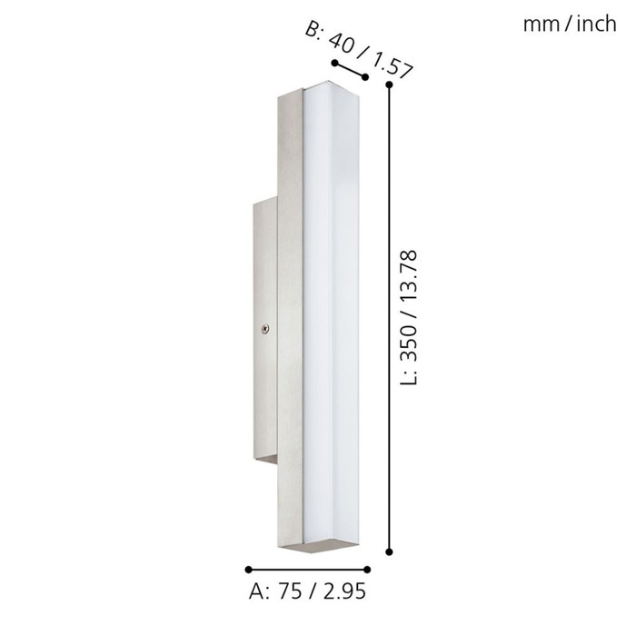 

Бра TORRETTA, 1x8Вт LED, 4000K, 770лм, цвет никель