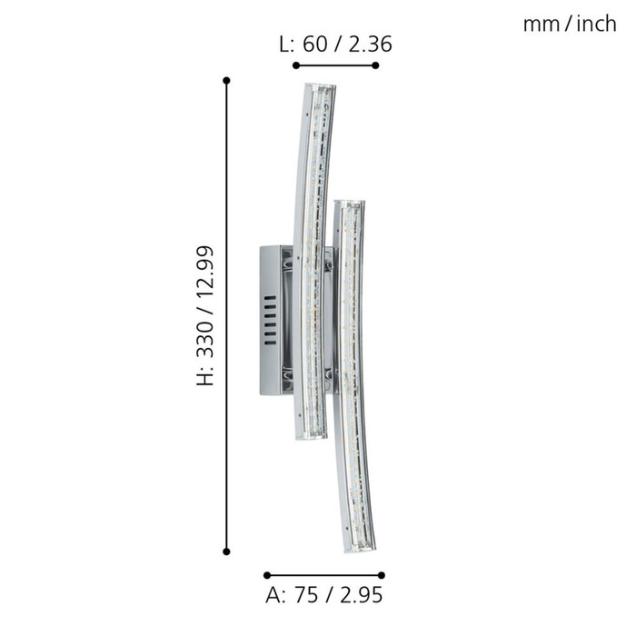

Бра PERTINI, 2x3Вт LED, 3000K, 760лм, цвет хром