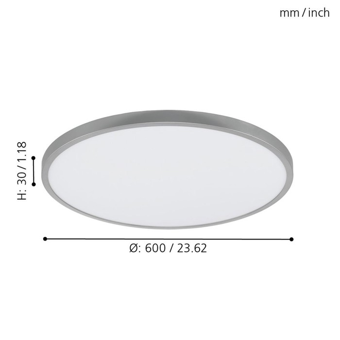 

Светильник FUEVA 1, 1x27Вт LED, 3000K, 3200лм, цвет серебро