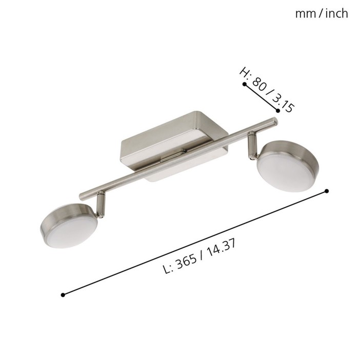 

Светильник CORROPOLI-C, 2x5Вт LED, 2700-6500K, 1200лм, цвет никель