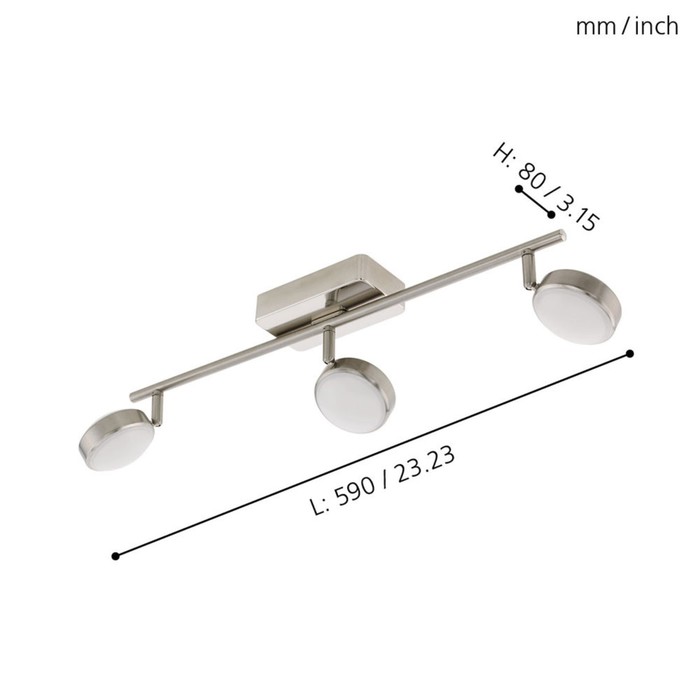 

Светильник CORROPOLI-C, 3x5Вт LED, 2700-6500K, 1800лм, цвет никель