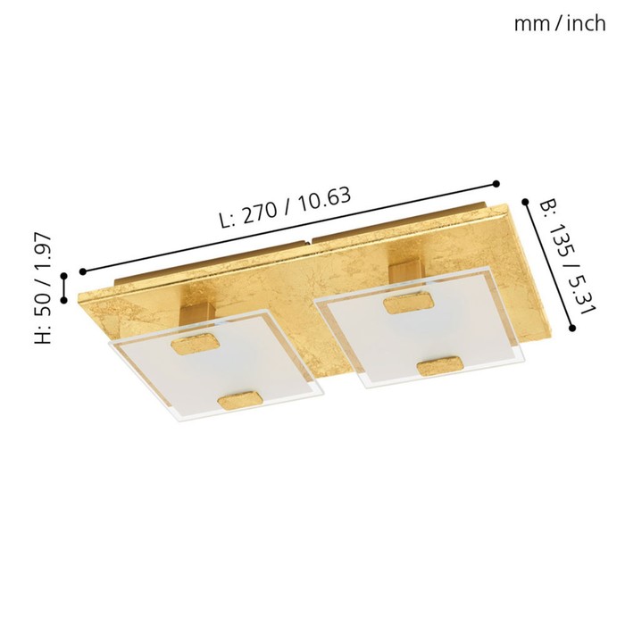 

Светильник VICARO 1, 2x2,5Вт LED, 3000K, 360лм, цвет золото