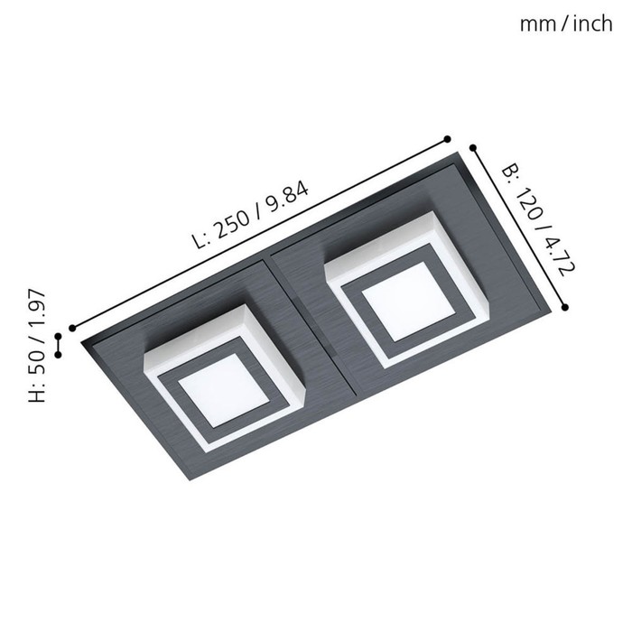 

Светильник MASIANO 1, 2x3,3Вт LED, 3000K, 680лм, цвет чёрный