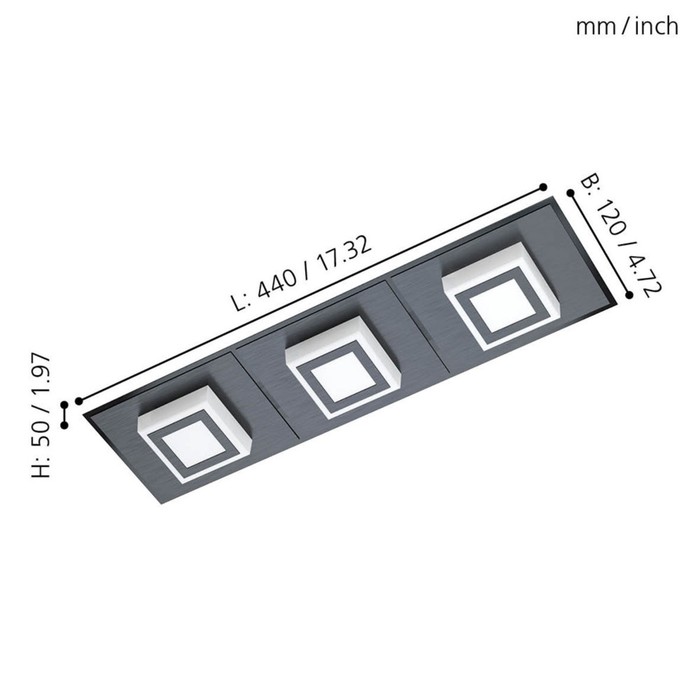 

Светильник MASIANO 1, 3x3,3Вт LED, 3000K, 1020лм, цвет чёрный