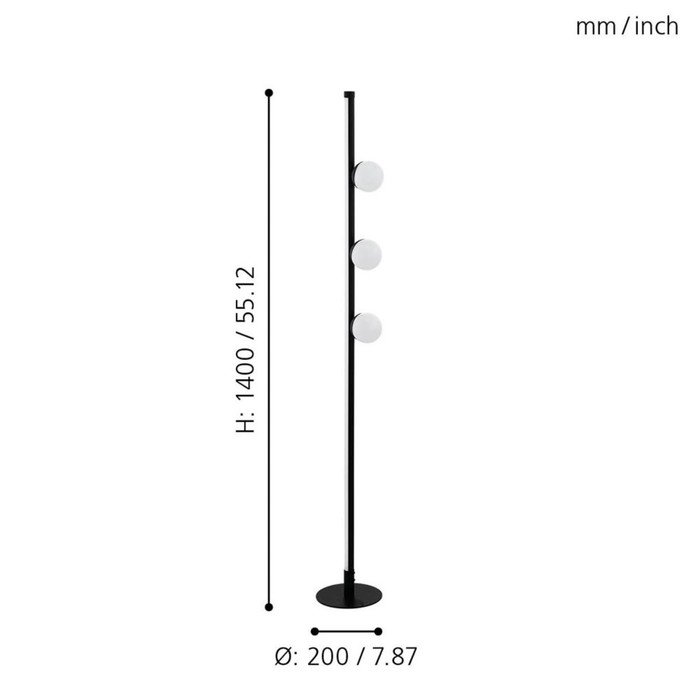 

Торшер PHIANEROS, 4x12Вт LED, 3000K, 2557лм, цвет чёрный