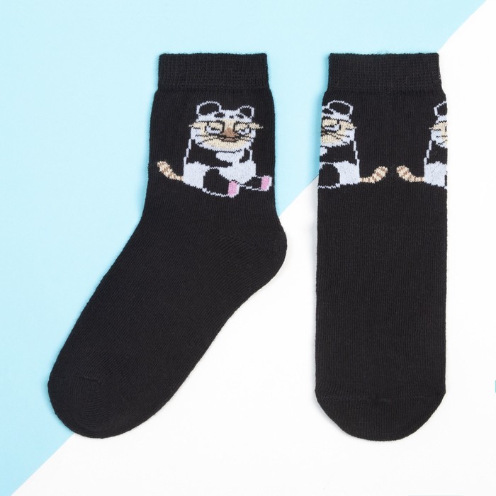 Носки детские KAFTAN «Панда», размер 14-16 см, цвет чёрный носки детские kaftan панда размер 16 18 см цвет чёрный