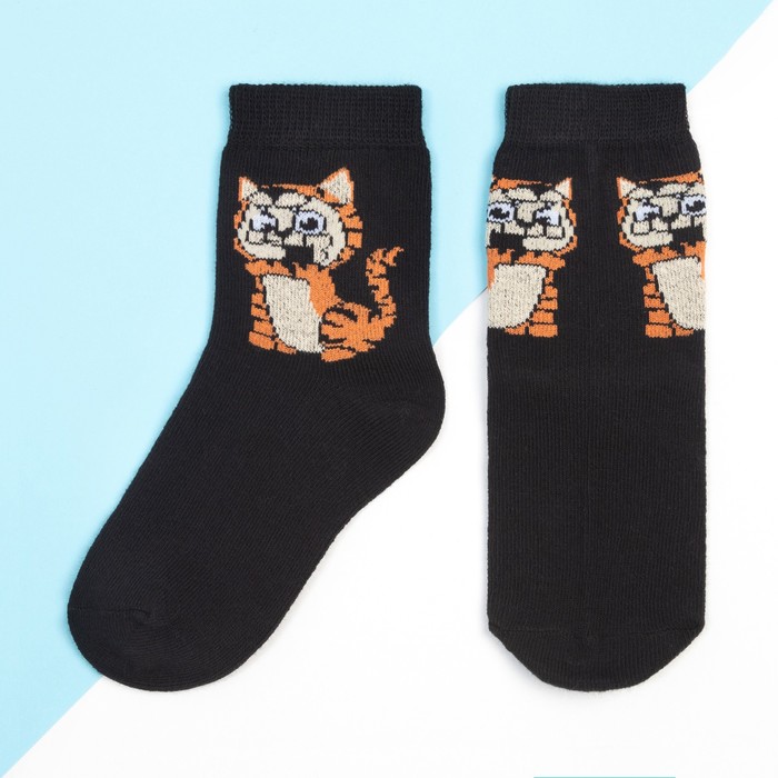 Носки детские KAFTAN «Тигр», размер 14-16 см, цвет чёрный kaftan носки детские kaftan тигр размер 16 18 см цвет чёрный