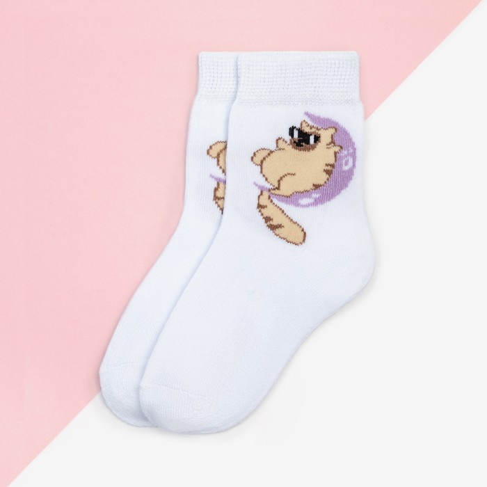 

Носки детские KAFTAN «Кот в очках», размер 16-18 см, цвет белый