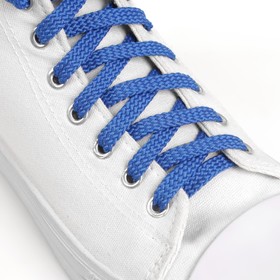 Шнурки для обуви, пара, плоские, 10 мм, 90 см, цвет синий Ош