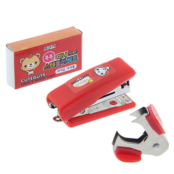 Степлер МИНИ №10 до 7 листов+антистеплер+скобы в блистере МИКС