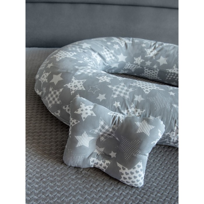 Подушка для беременных «U Комфорт» и подушка для младенцев «Малютка», принт Звезды серые