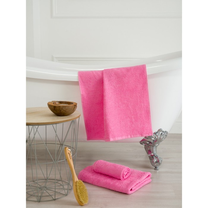 Полотенце пряжа «Ринг», без бордюра, размер 40x70 см, цвет розовый