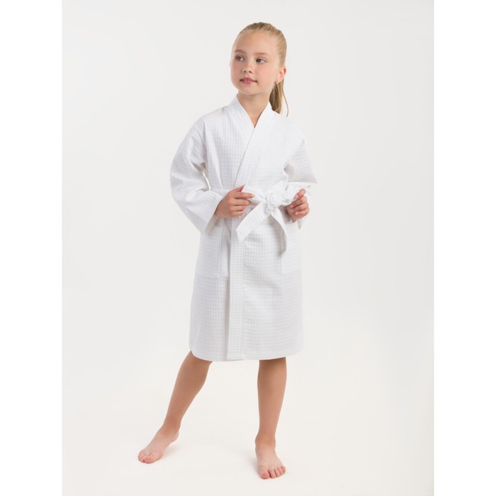 фото Халат вафельный детский «кимоно», размер 30, цвет белый bio-textiles