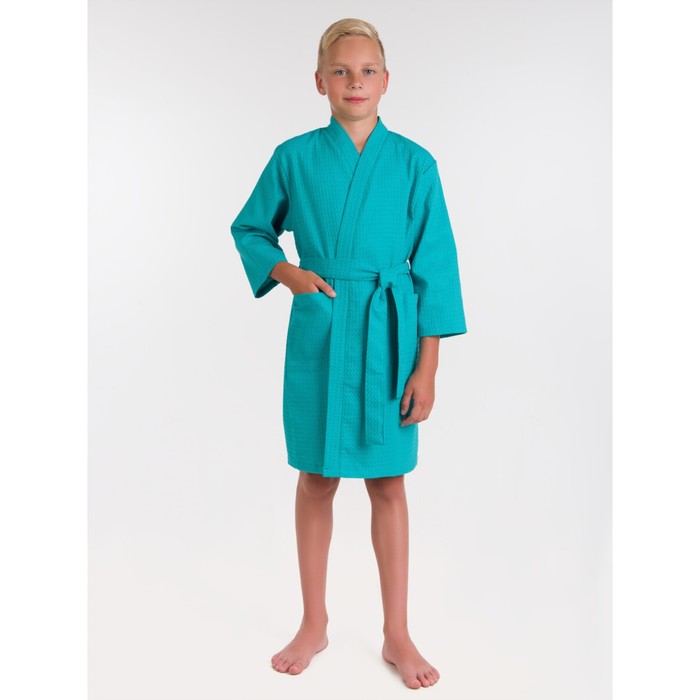 Халат вафельный детский «Кимоно», размер 34, цвет изумрудный халат вафельный детский кимоно размер 34 цвет сиреневый
