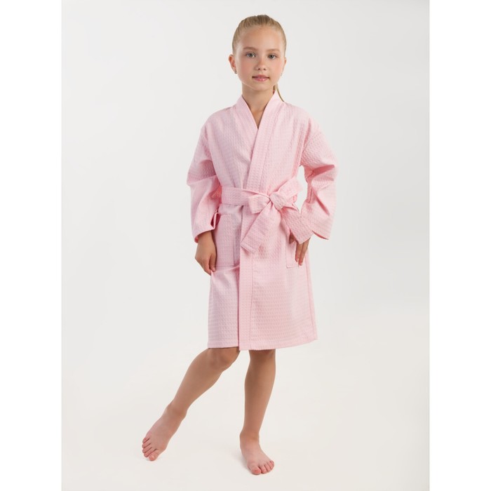 фото Халат вафельный детский «кимоно», размер 38, цвет персиковый bio-textiles