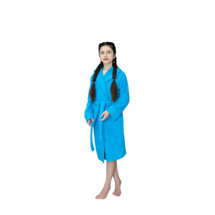 фото Халат детский махровый с капюшоном, размер 30, цвет голубой bio-textiles