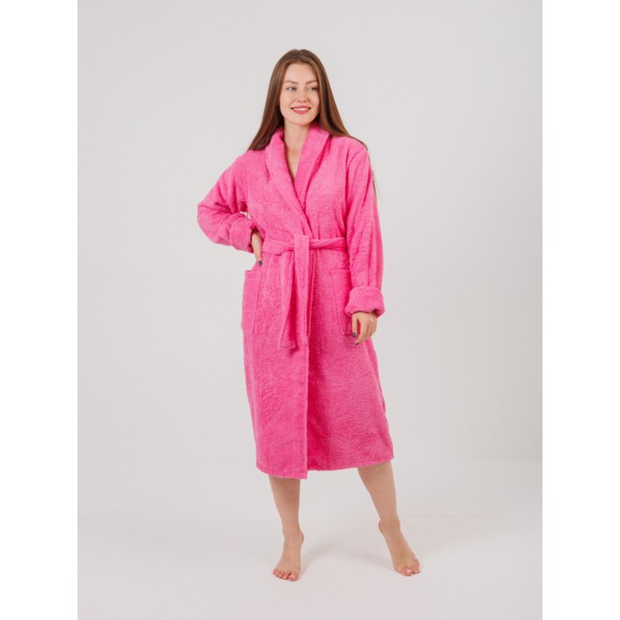 фото Халат женский махровый, с шалькой, размер 44-46, цвет розовый bio-textiles