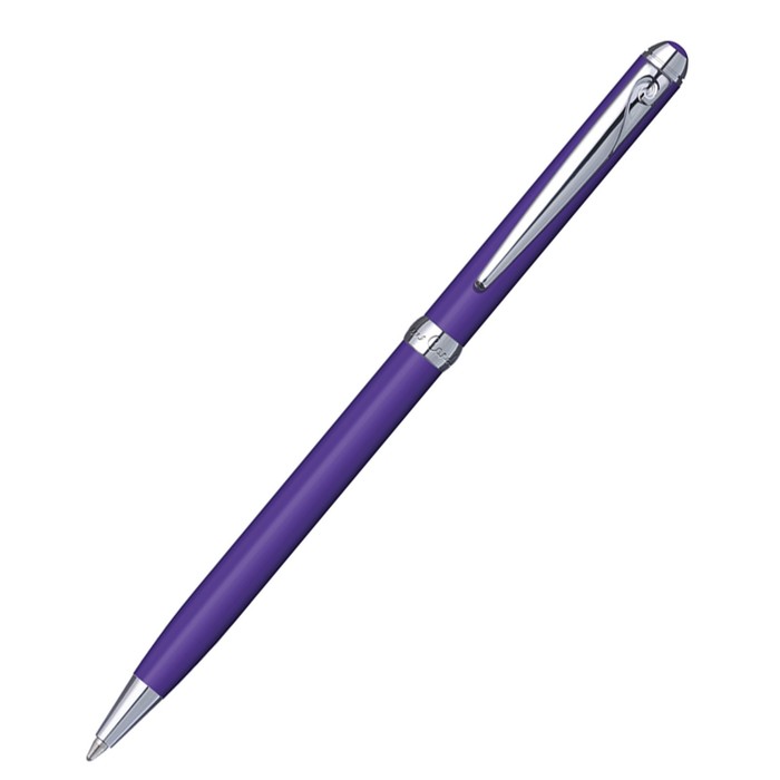Ручка шариковая PIERRE CARDIN SLIM, корпус латунь лакированная, отделка сталь и хром, фиолетовая