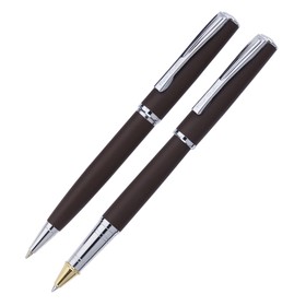 

Набор ручка шариковая + роллер PIERRE CARDIN PEN PEN, корпус латунь и матовое порошковое покрытие, отделка сталь и хром, коричневый