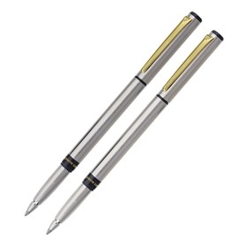 

Набор ручка шариковая + роллер PIERRE CARDIN PEN PEN, корпус латунь и хромоникилевое покрытие, отделка сталь и позолота, серебристый