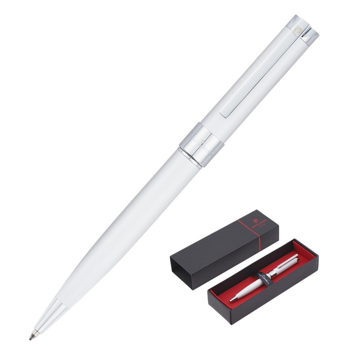 Ручка шариковая PIERRE CARDIN GAMME CLASSIC, корпус латунь лакированная, отделка латунь и хром, чернила синие, белая