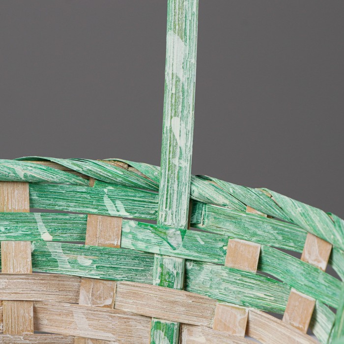 фото Корзина плетеная 19х9/34 см, зеленый, бамбук