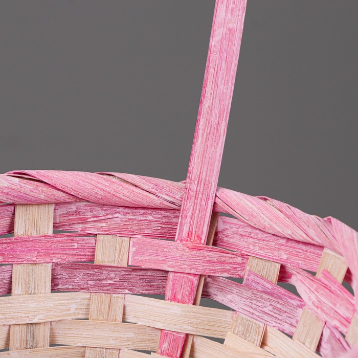 фото Корзина плетеная 19х9/34 см, розовый, бамбук