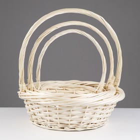 

Набор корзин плетеных, 43x15x43x32, 35x13x36x27,28x10x31x21 см, молочный, ива