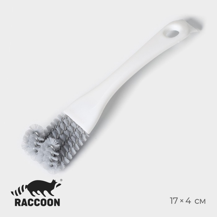 щётка для чистки посуды и решёток гриль доляна 23 5×11 см с металлической щетиной Щётка для чистки посуды и решёток-гриль Raccoon, 17×4 см, цвет белый