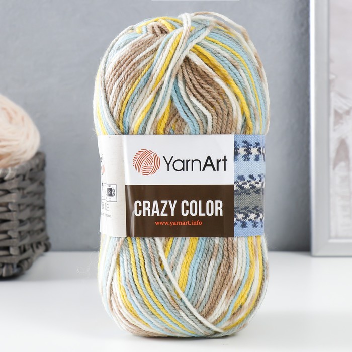 

Пряжа "Crazy color" 25% шерсть, 75% акрил 260м/100гр (180 жёлтый-гол-беж)