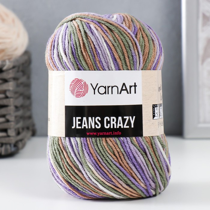 

Пряжа "Jeans crazy" 55% хлопок, 45% акрил 160м/50гр (7207 фиолет-сир-зел.)