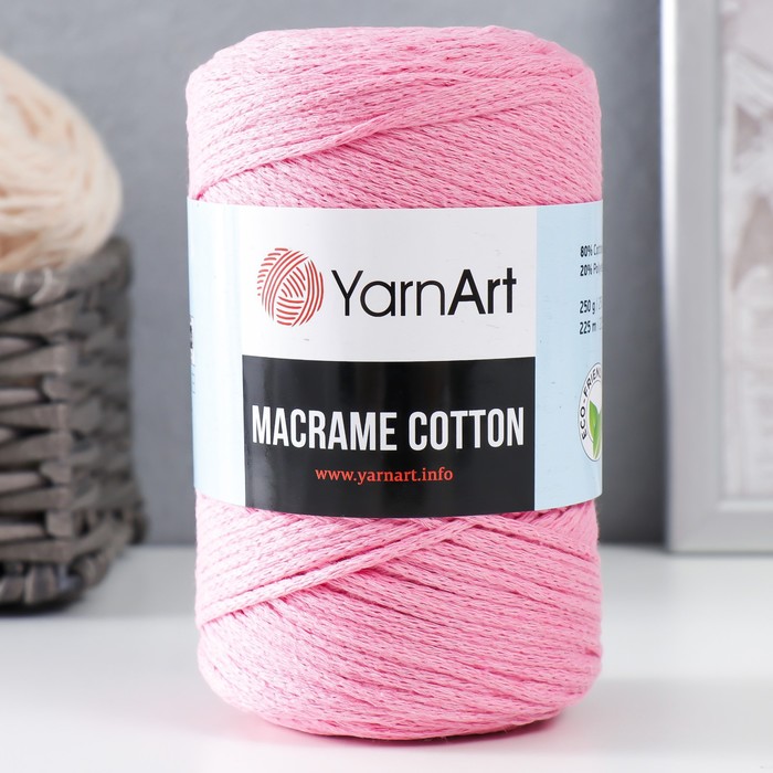 Пряжа Macrame Cotton 20% полиэстер, 80% хлопок 225м/250гр (779 ярк.розовый)