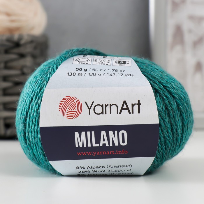 

Пряжа "Milano" 8%альпака, 20%шерсть, 8%вискоза, 64%акрил 130м/50гр (873 изумруд)