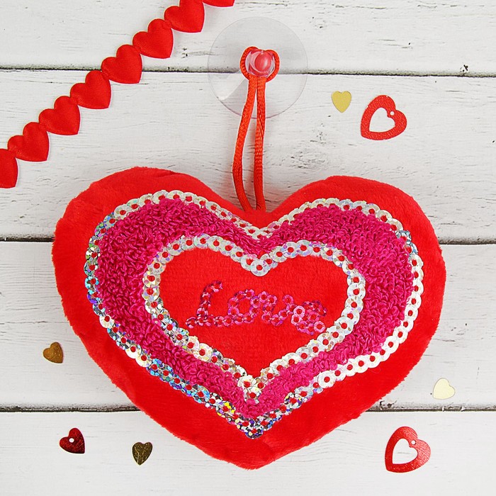Мягкая игрушка-присоска "Сердце" в сердце надпись