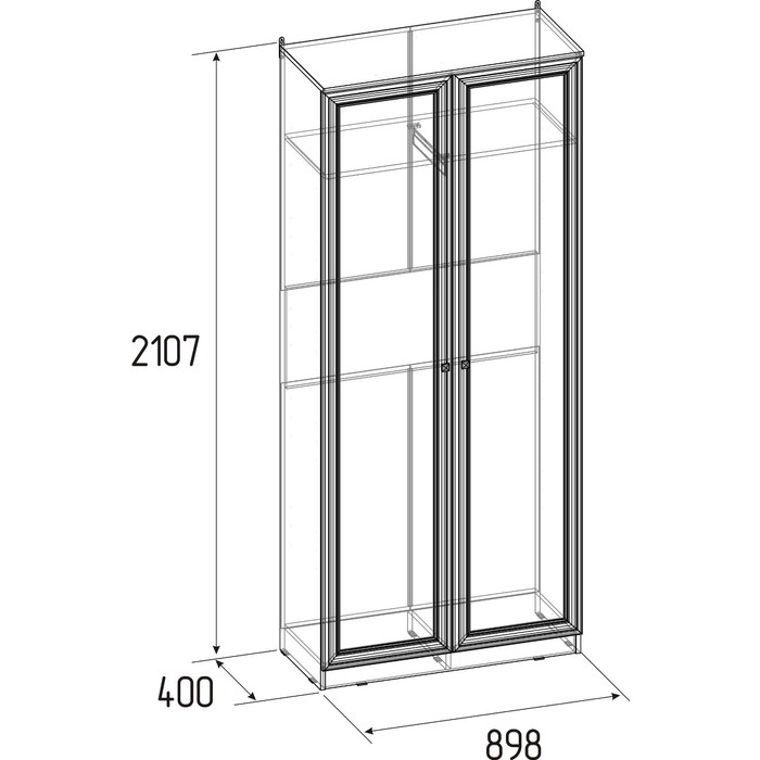 

Шкаф для одежды Paola 11, 898 × 400 × 2107 мм, цвет ясень анкор светлый
