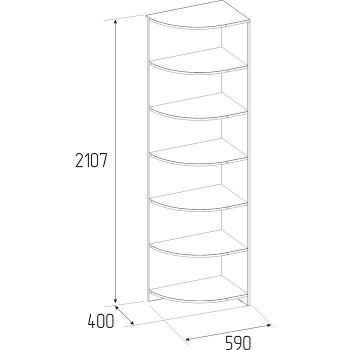 

Полка угловая Paola 14, 590 × 400 × 2107 мм, цвет ясень анкор светлый