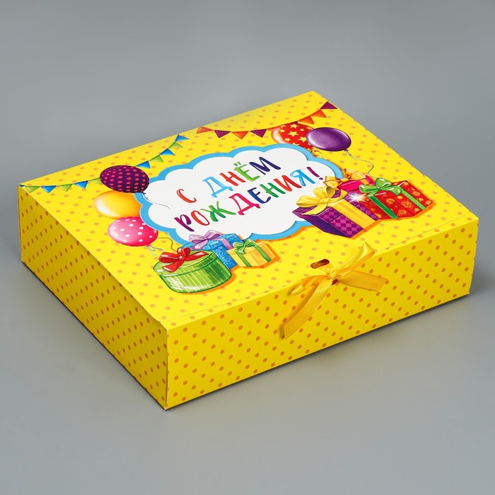 Коробка подарочная, упаковка, «С днём рождения», 31 х 24.5 х 8 см