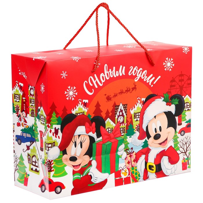Пакет-коробка, 40 х 30 см С Новым Годом!, Микки Маус шар для декорирования стразами с новым годом микки маус цвет красный
