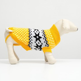 

Свитер вязанный с орнаментом, размер XXL (ДС 36, ОГ 38-46, ОШ 26-34 см), жёлтый