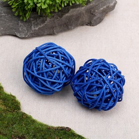 Шар декоративный из лианы, набор 2 шт., размер 1 шт. — 5 см, цвет голубой Ош