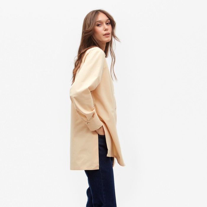 фото Рубашка женская minaku: casual collection цвет бежевый, р-р 46