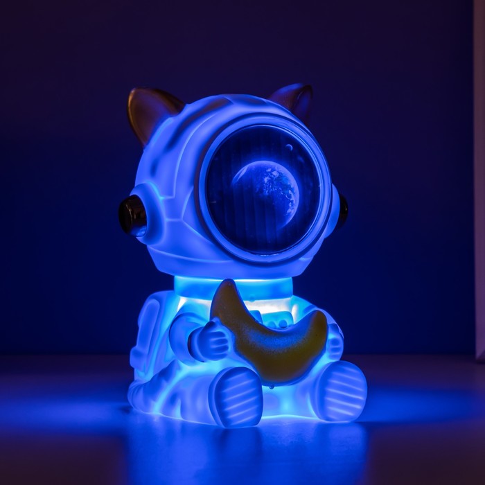 Ночник-увлажнитель Котик космонавт LED USB белый 12х12х16,5 см 7823697