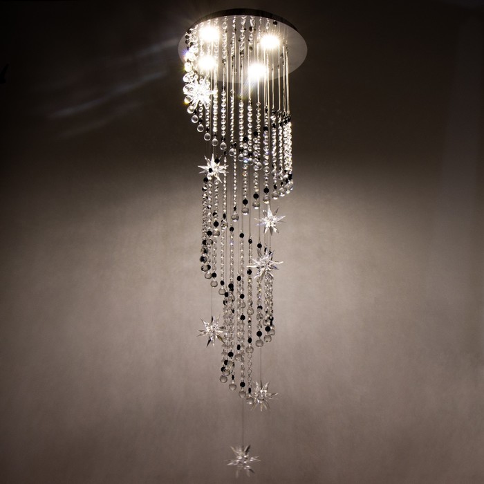 Светильник-каскад "Звезды" 4хLED 35Вт хром 40х40х120см 7871456