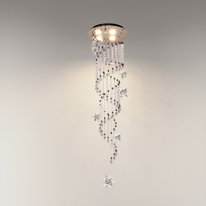 Светильник-каскад "Звезды" 4хLED 35Вт хром 40х40х120см 7871456