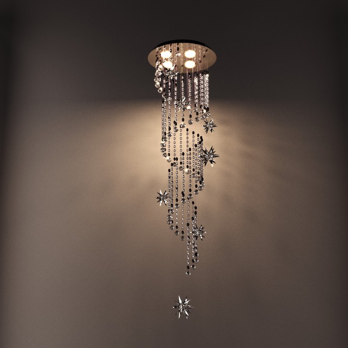 Светильник-каскад "Звезды" 4хLED 35Вт хром 40х40х120см 7871456