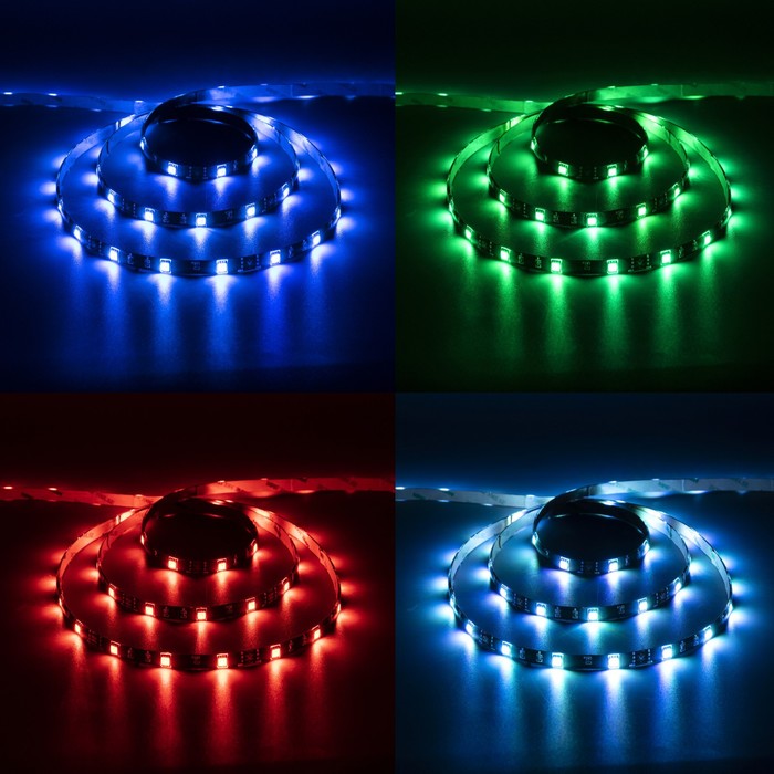 Комплект светодиодной ленты Luazon Lighting 3 м, IP65, SMD5050, 30 LED/м, USB, пульт ДУ, RGB