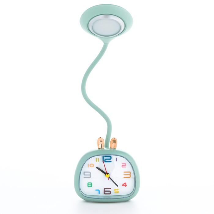 Часы - будильник с подсветкой Зайчик детские, циферблат 10 х 7.5 см, на батарейках АА галстук с подсветкой 40см на батарейках