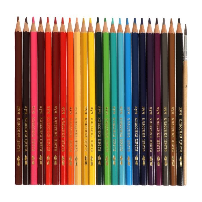 фото Карандаши акварельные 24 цвета, луч "классика", с кистью